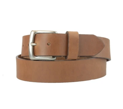 100% Full Grain American Steer Hide Leather Black Brown Or Tan Belt 38mm Wide - Image 1 of 2
