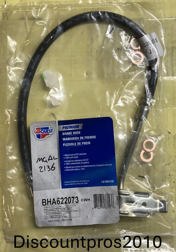Manguera hidráulica freno trasero izquierdo Jeep Wrangler 2007-2013 Carquest BHA622073 Foto 1 de 1