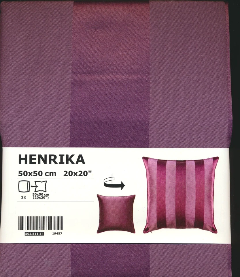 IKEA Henrika Pillow Cover 20 Inch Lilac Stripe Reversible Purple Plum 20368