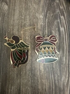 Vintage Russ Buntglas Ornament Set Weihnachten Urlaub Nostalgie Engel und Glocke - Bild 1 von 7