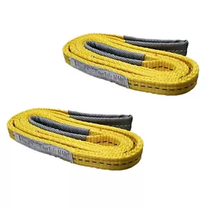 Paquete de 2 correas de eslinga de elevación de ojos planos de poliéster de 1" x 9 pies 2 capas 3100 libras - Imagen 1 de 7