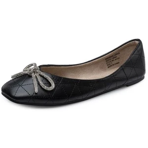Alpine Swiss Myla Womens Ballet Flats Square Toe Rhinestone Bow Dressy Shoes - Picture 1 of 21