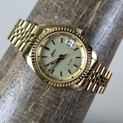 Belair Mujer 956.114 Moda Fecha Acanalado Tono Dorado Cuarzo Analógico 24mm Reloj 6" Foto 1 de 4