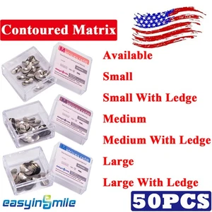 50Pc Dental Sectional Contoured Matrix bands S/M/L Matrices band stainless steel - Picture 1 of 15