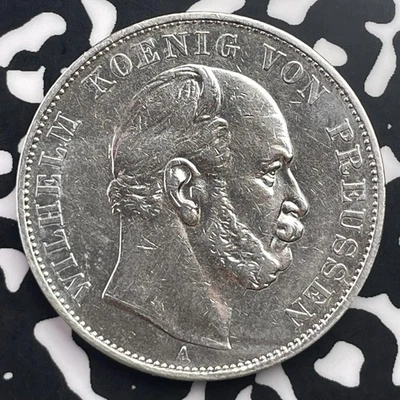 1871 Germany Prussia 1 Thaler Lot#C3614 Large Silver Coin! Nice Details, Cleaned - Image 1 of 2