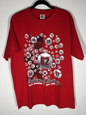 Vintage 90s 1998 Starter St. Louis Cardinals red tshirt Mark McGwire graphic L - Image 1 of 4