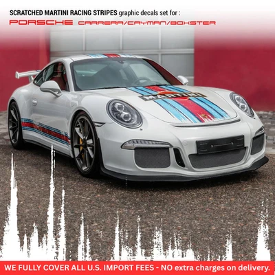 Scratched Martini Racing Stripes for Porsche Carrera / Cayman / Boxster - Image 1 of 4