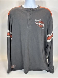 Camisa Harley Davidson Para Hombre 3XL Gris Henley Manga Larga Motociclista Motocicleta Logo - Imagen 1 de 5