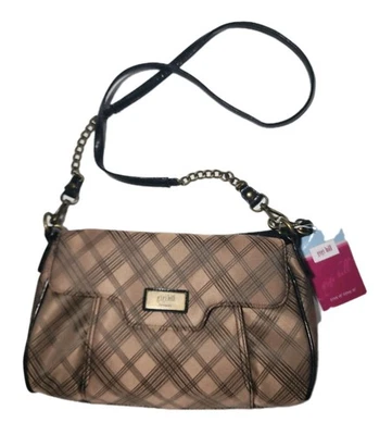 NWT Gigi Hill Purse Shoulder Bag Plaid Brown Black Chain Strap Crossbody Tote  - Image 1 of 4