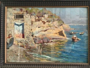 Dipinto Marina Del Golfo Di Napoli Luigi Bartolingrande su Cornice Malingrave - Foto 1 di 7