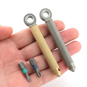 Titanium Brass S2 steel Multi Tools Card Screwdriver Pocket Outdoor Keychain EDC - Picture 1 of 12
