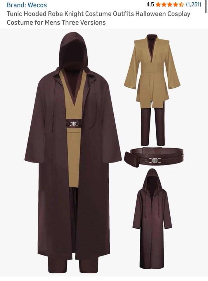 Star Jedi Maestro Obi-Wan Kenobi Traje Juegos con disfraces Disfraz Traje de Halloween Foto 1 de 1