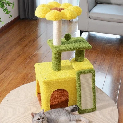 Cat Climbing Tree Activity Center Cute Scratch Post for Kittens Kitty Rest - Image 1 of 4