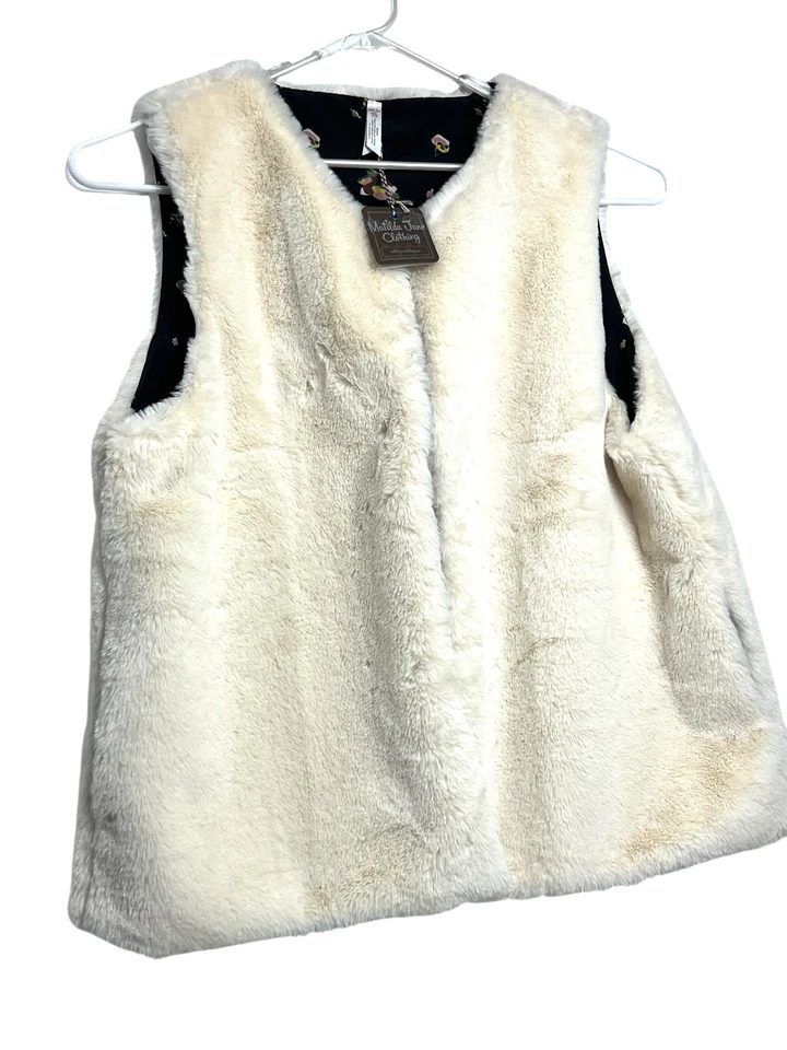 Chaleco de piel sintética Matilda Jane para mujer 2XL blanco marfil sin mangas forrado floral acogedor Foto 1 de 4