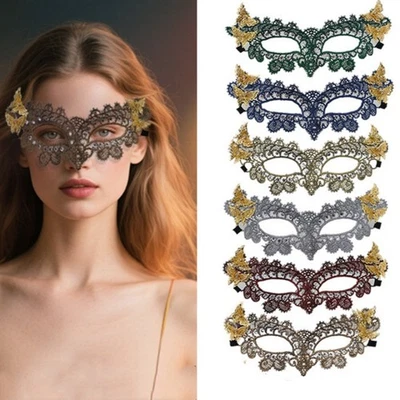 Women Sexy Diamonds Lace Party Mask Butterfly Half Face Mask Cosplay Eye Masks - Image 1 of 4