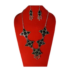 Schmuck-Set Star schwarz silber Rajasthan Schmuck Folklore Indien orientalisch - Picture 1 of 1