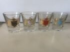 Lot of 4, Gold Detailed Coat of Arms shot glasses, COMBINED SHIP $1 PER MULTIPLE