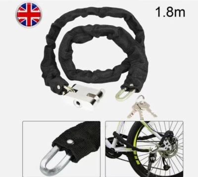 Heavy duty steel strong motorcycle bike outdoor safety chain and padlock lock UK - Image 1 of 4