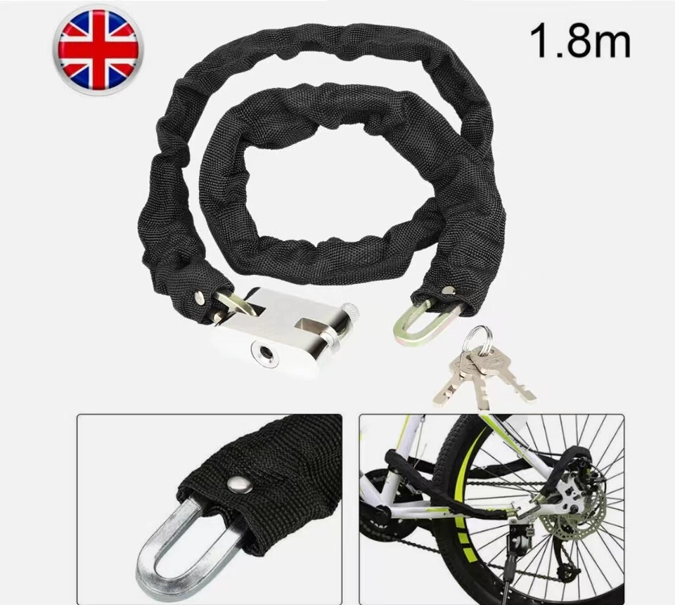 Heavy duty steel strong motorcycle bike outdoor safety chain and padlock lock UK - Image 1 of 4