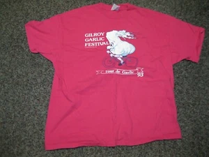 Vintage Gilroy Garlic Festival T-Shirt 1993 Size XL Hanes single stitch Tour de - Picture 1 of 5