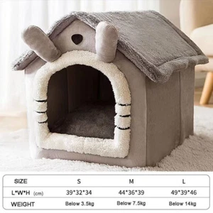 Iglu Fleece Bett Haustier Katze Kätzchen Hund Betten Pyramide kuschelig waschbar warm Haus Höhle - Bild 1 von 10