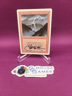 MTG Lightning Bolt Revised Signed Christopher Rush Gen 2A #E Magic *CCGHouse* - Image 1 of 4