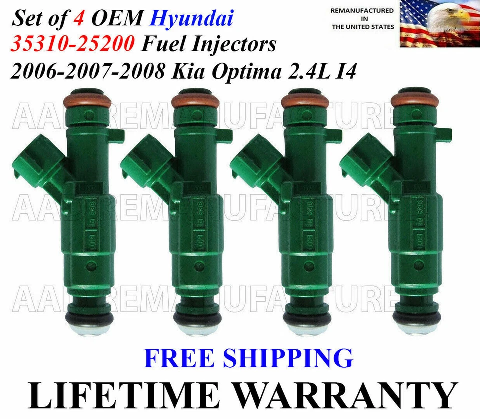 Genuine Hyundai 4X Fuel Injectors For 2007-2008-2009-2010 Kia Magentis 2.4L I4 - Image 1 of 1