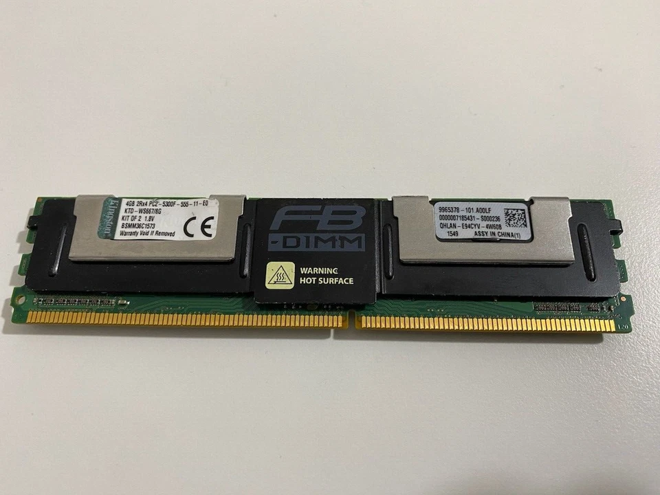 1x4GB KIT Kingston KTD-WS667/8G PC2-5300F DDR2 2Rx4 ECC FBDIMM SERVER DI MEMORIA - Immagine 1 di 1