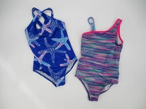 Lands End Girls Bathing Suits Size 7s Multi Colored Tie Dye Starfish Swim Suits - Picture 1 of 7
