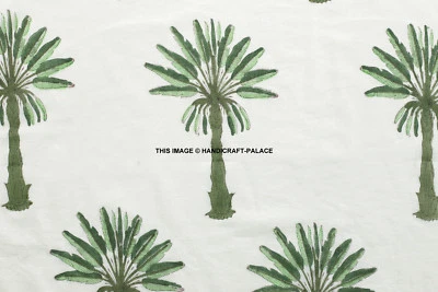 Indian Hand Block Print Cotton Palm Tree Dressmaking Crafting Fabric by Yard