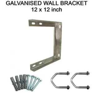 Soporte de montaje en pared aéreo de TV galvanizado de 12" x 12 pulgadas y kit de fijación para mástil de poste - Imagen 1 de 2