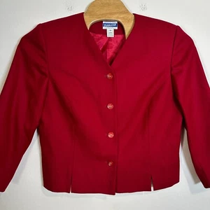 Vintage Pendleton Blazer Jacke Damen 14W Rot 100% Wolle 4 Knöpfe Made in USA - Bild 1 von 8