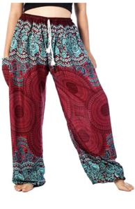 Lofbaz Women's Drawstring Peacock Floral Aladdin Bohemian Harem Pants XL - Picture 1 of 5