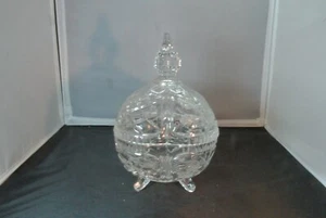 Elegant Hand Cut Lead Crystal Bowl W/Compote Lid Legs  - Picture 1 of 3
