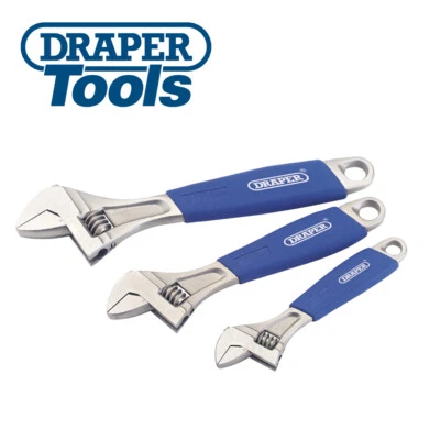 Draper 6", 8", 10" Adjustable 3 Piece Metric Marked Wrench Spanners Set 88598 - Image 1 of 2
