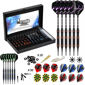 Dartpfeile soft Set 12 Softdart Pfeile 62 Kunststoff Dartspitzen + 24 Flights DE - Bild 1 von 6