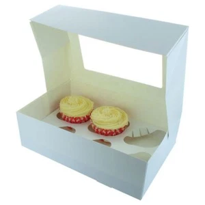 White 6 Cupcake/Muffin Box - 240 x 165 x 75mm - 2 Pack Sizes - Picture 1 of 1