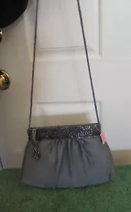 VINTAGE NEU MIT ETIKETT KLEID HANDTASCHE GRAU METALLIC SCHULTERTASCHE HANDTASCHE - - Bild 1 von 5