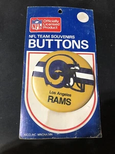 Vintage Los Angeles Rams Helmet Logo 3 1/2" Large Pinback Button NFL LA Pin - Picture 1 of 2