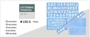  Isomars Lettering Stencil Set of 5 With 4 Stencils With 12'' Ruler - Picture 1 of 3