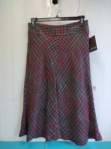 Jones Wear Plaid Midi Length Flared A-Line Skirt Lined Red Black Size 14P - Picture 1 of 9