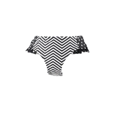 Calças de natação Joe Boxer NOVAS US$ 28 tamanho P branco preto nylon mistura ponto babado - Imagem 1 de 4