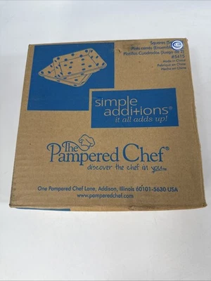 Pampered Chef pink/white square plates set of 2 NIB #5415 - Image 1 of 4