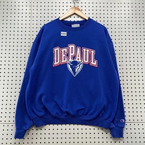 DePaul Blur Demonds Crewneck Sweatshirt Mens Large Blue Fleece Pullover 25x26 - Picture 1 of 8