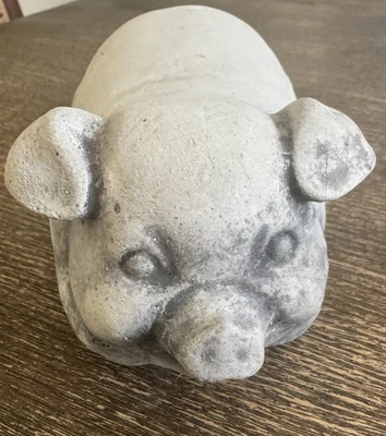 Estatua de jardín de cerdo de hormigón de colección rústico estatuilla de cemento patio césped decoración Foto 1 de 4