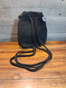 Zaino The Sak donna nero all'uncinetto con coulisse secchiello piccolo - Foto 1 di 4