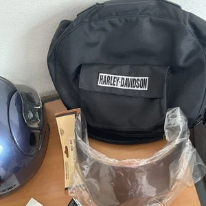 VTG Harley Davidson Modular SY-MAX Helmet/ Black Wolf Print-Helmet bag- Shield. - Picture 1 of 12