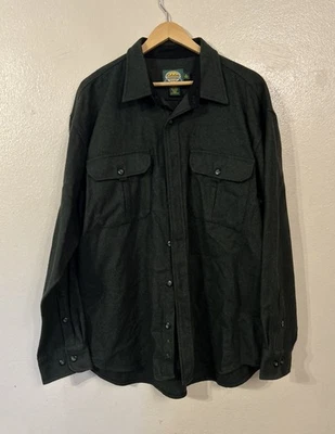 Cabelas Heavy Wool Hunting Button Front Shirt Dark Gray Size XL - 56853 - Image 1 of 4