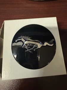 4-2015-2024 Genuine Ford Mustang Black w/ Chrome Running Horse Wheel Center Caps - Picture 1 of 2