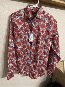 Baird Mcnutt Murano Men's Floral Red 100% Cotton Button Up Shirt Size S - Picture 1 of 3
